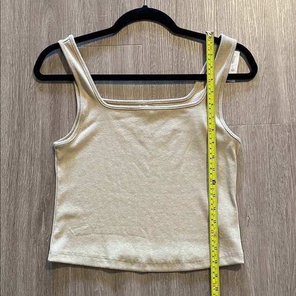 Old Navy Women Tan Ribbed Cropped Tank Top Large Contemporary Cotton Causal - Picture 8 of 9